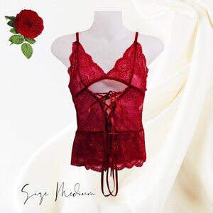 Red Lace Lingerie Corset Top